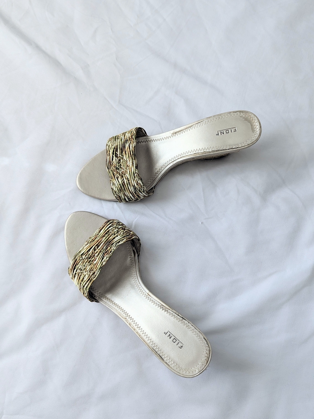 FIONI Clothing Metallic Gold Braided Slide Mules - Picture 4 of 5